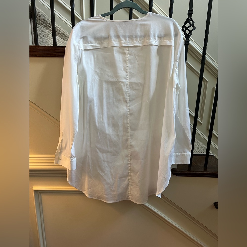 💚Ann Taylor Loft White Long Sleeve Blouse tunic XL - Picture 4 of 4